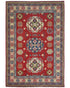 5x7 Red Kuba Afghan Hand Knotted Wool Area Rug